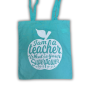 Preview: Baumwolltasche mit Lehrerspruch, türkis Modell – perfektes Dankeschön zum Schulabschluss