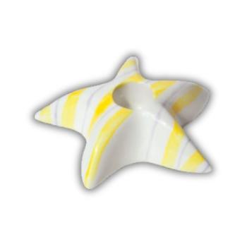 Kerzenhalter gelb weis gestreift in Form eines Seesterns