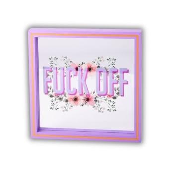 Love Frames Glasbild mit Schriftzug Fuck Off in Lila, 30x30 cm, MDF-Rahmen, freche Wanddekoration