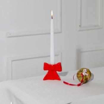 Preview: keramik kerzenhalter rot in schleifen Design