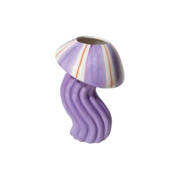 Keramikvase lila/lila gestreift in Form einer Qualle