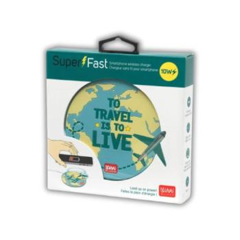 Preview: Kabellose Smartphone-Ladestation im Weltkugel Motiv