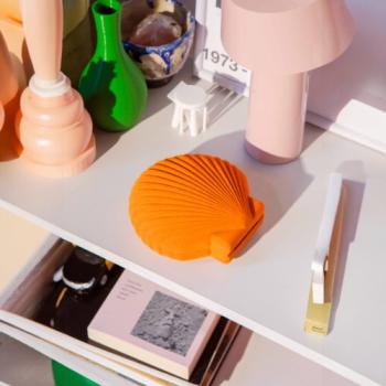 Preview: samtig orangefarbene schmuckaufbewahrung im Muscheldesign