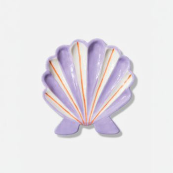 keramik schale lila weis in dekorativen Muscheldesign