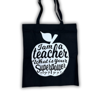 Baumwolltasche mit Lehrerspruch, schwarzes Modell – perfektes Dankeschön zum Schulabschluss