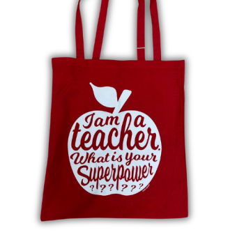 Baumwolltasche mit Spruch, rotes Modell – perfektes Dankeschön zum Schulabschluss