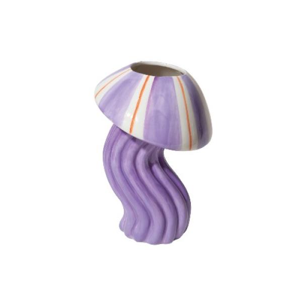 Keramikvase lila/lila gestreift in Form einer Qualle