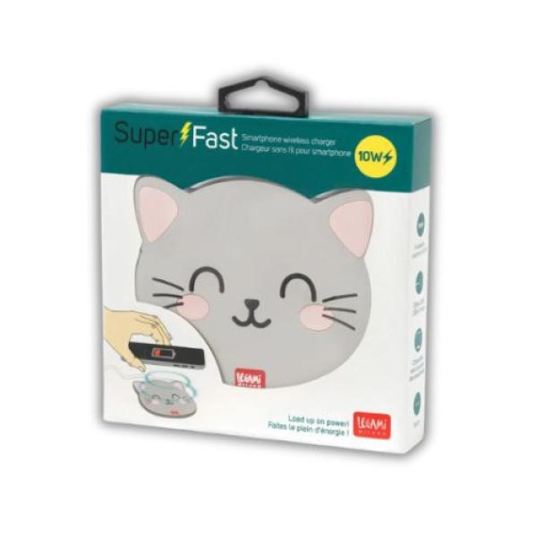 Kabellose Smartphone-Ladestation im grauen Kitty Motivado