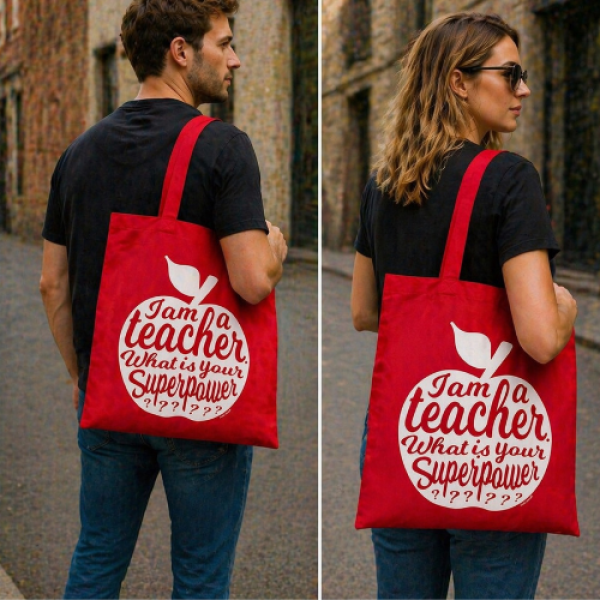 Lehrergeschenk Tragetasche in mit weißem Aufdruck, wiederverwendbar & nachhaltig